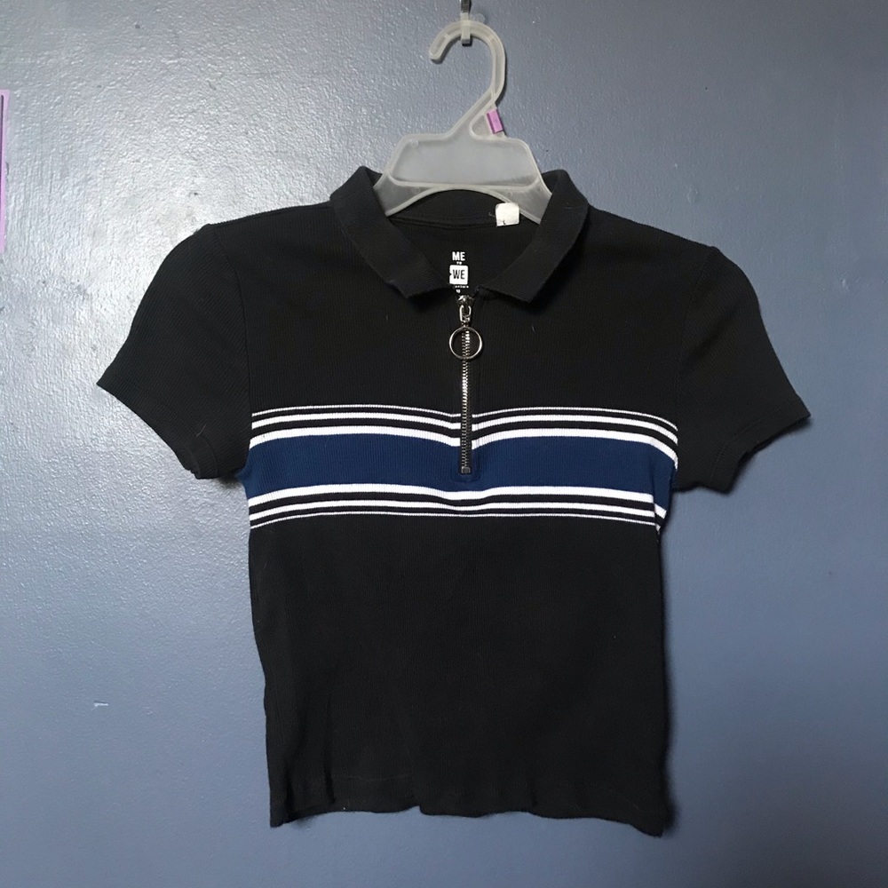 half zip cropped tee